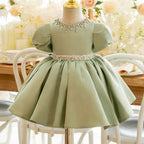 Vestido para niñas pequeñas, color verde perla, para comunión, formal, princesa, fiesta de cumpleaños 