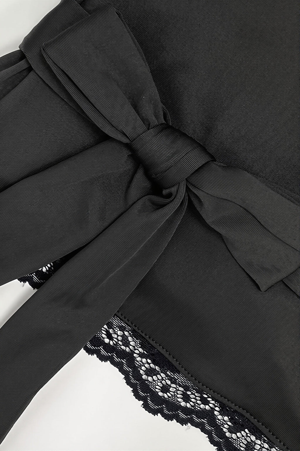 Casual Solid V Neck Lace Tie Blouse