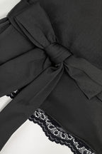 Casual Solid V Neck Lace Tie Blouse