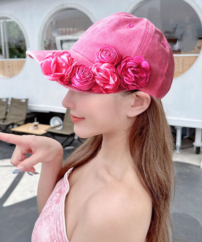 Gorra de béisbol vaquera con elegante decoración floral azul 