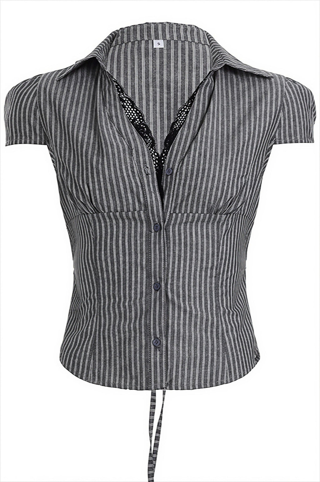 Casual Slim Lace Striped V Neck Blouse
