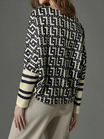Batwing Sleeves Loose Printed Split-Joint One-Shoulder T-Shirts