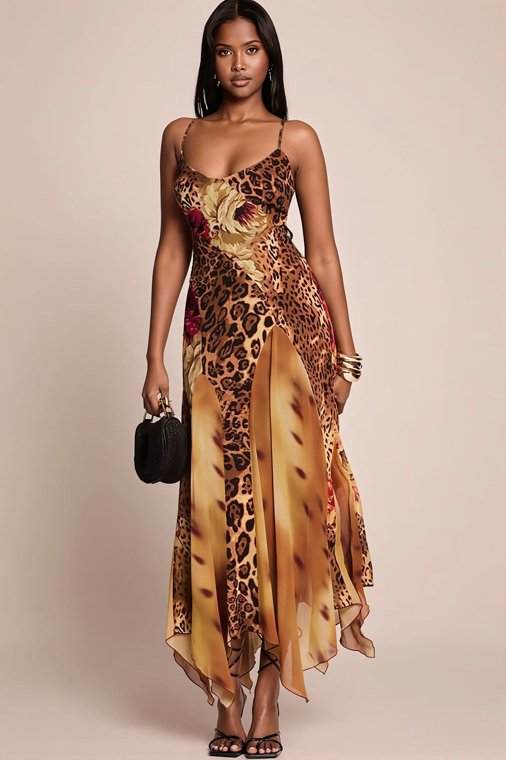 Mesh Splicing Cami Wild Maxi Dress