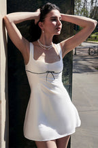 Elegant French Style Tank Top Bow Slim Fit Mini Dress