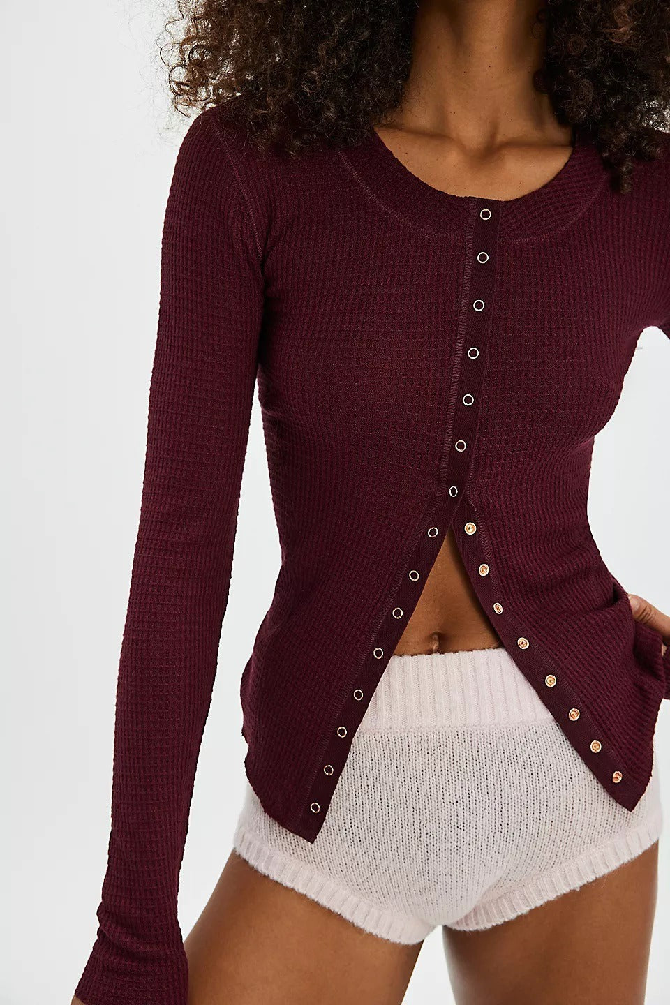 Solid Single-Button Fitted Long-Sleeve Knit Cardigan