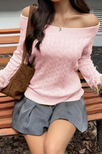 Edgy Long-Sleeve Knit Sweater