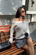 Edgy Long-Sleeve Knit Sweater