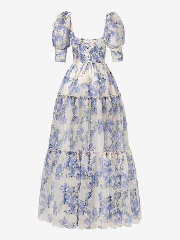 Party Dress Floral Off The Shoulder Tiered A-Line Elegant Prom Maxi Dresses
