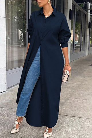 Blusas casuales de cuello vuelto con hebilla y retazos lisos (8 colores) 