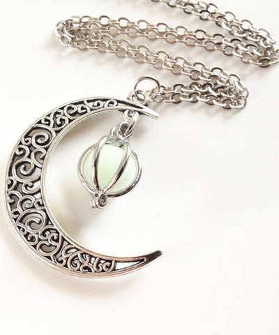Collar de lazo luminoso con cadena lunar de acero inoxidable único 