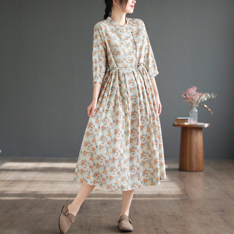 Summer Breathable Thin Cotton Casual Floral Dress