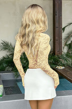 Trendy Y2K Sheer Lace Long Sleeve Blouse