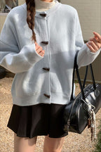 Retro Toggle-Button Loose Short Knit Cardigan