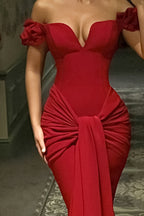 Off-Shoulder Slim Fit Bodycon Maxi Dress