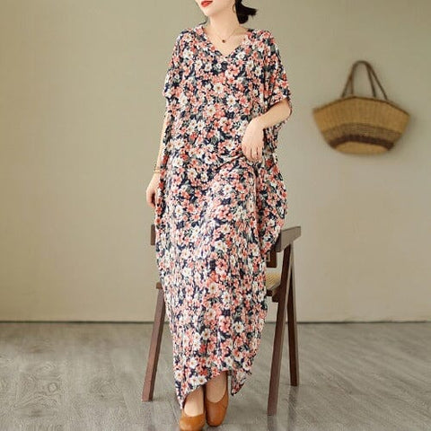 Summer Retro Loose Floral Dress Plus Size