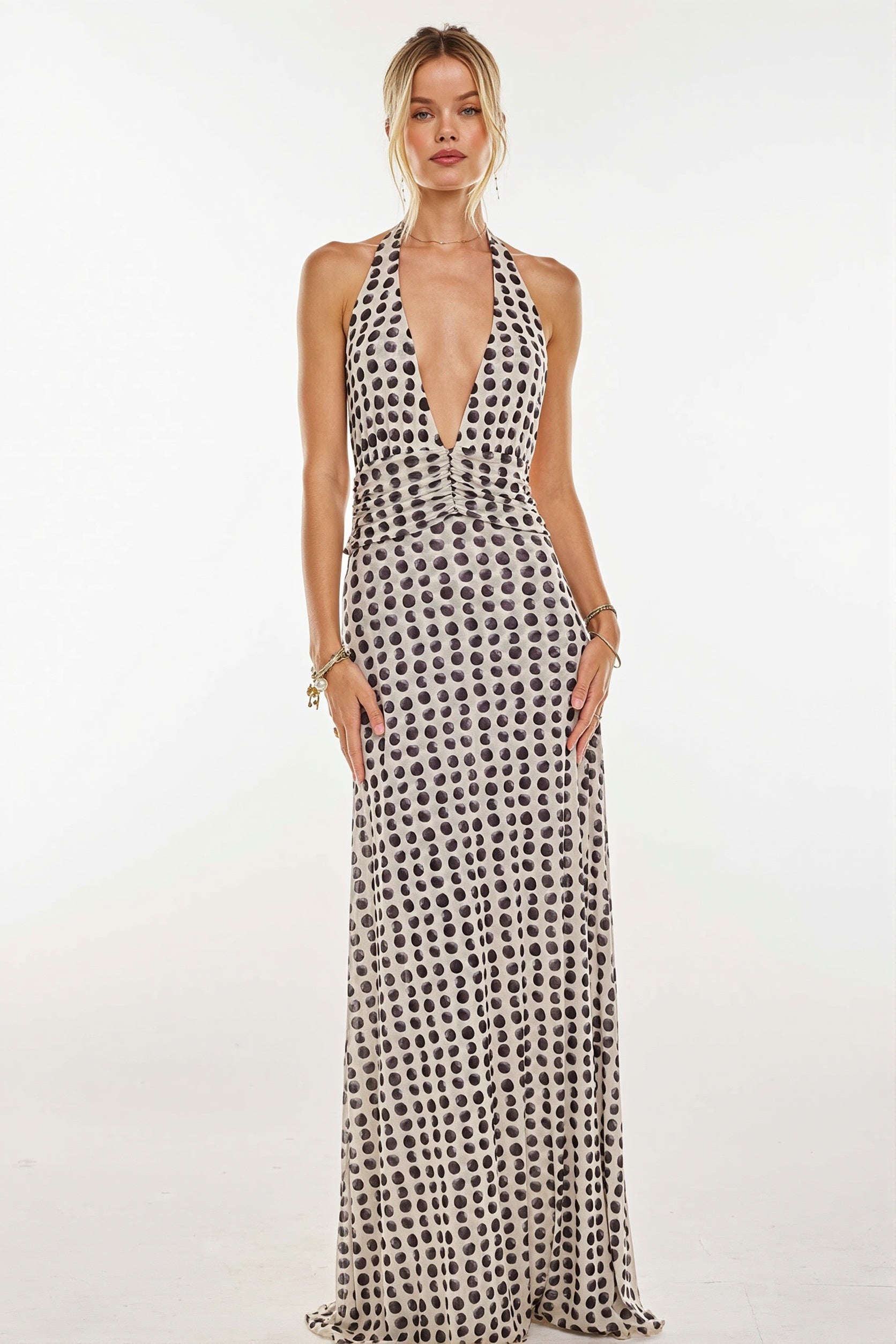 Halter Backless Printed Slim Maxi Dress