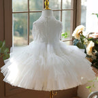 Elegantes Muster für Baby-Mädchen, Erstkommunionkleid, Taufkleid für Kleinkinder 