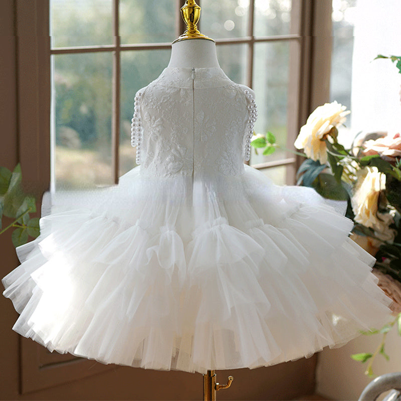 Elegantes Muster für Baby-Mädchen, Erstkommunionkleid, Taufkleid für Kleinkinder 