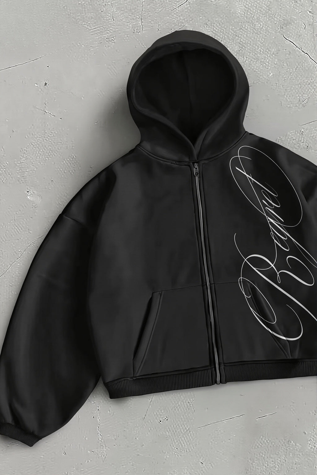 Stylish Letter Graphic Zip Up Hoodie