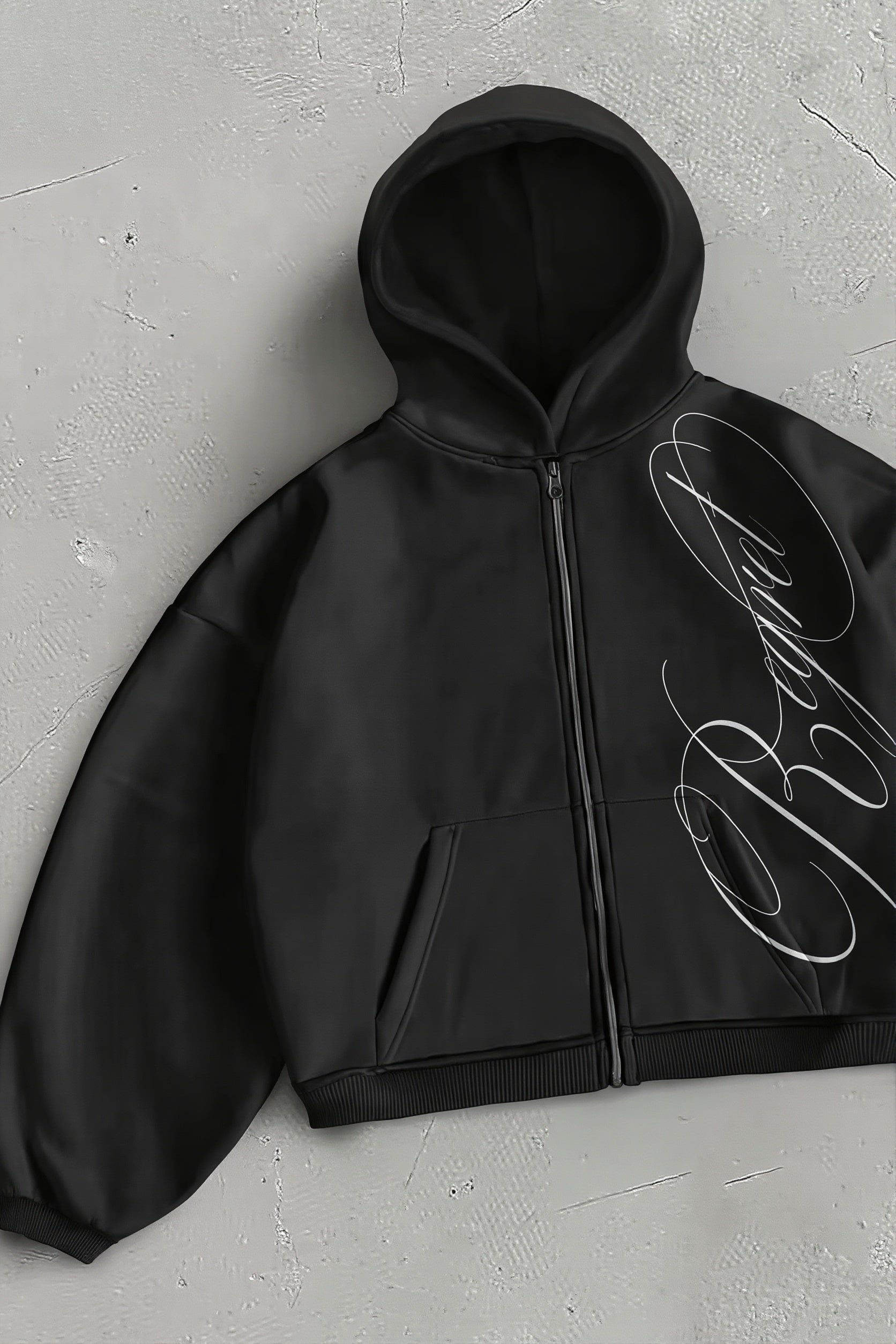 Stylish Letter Graphic Zip Up Hoodie