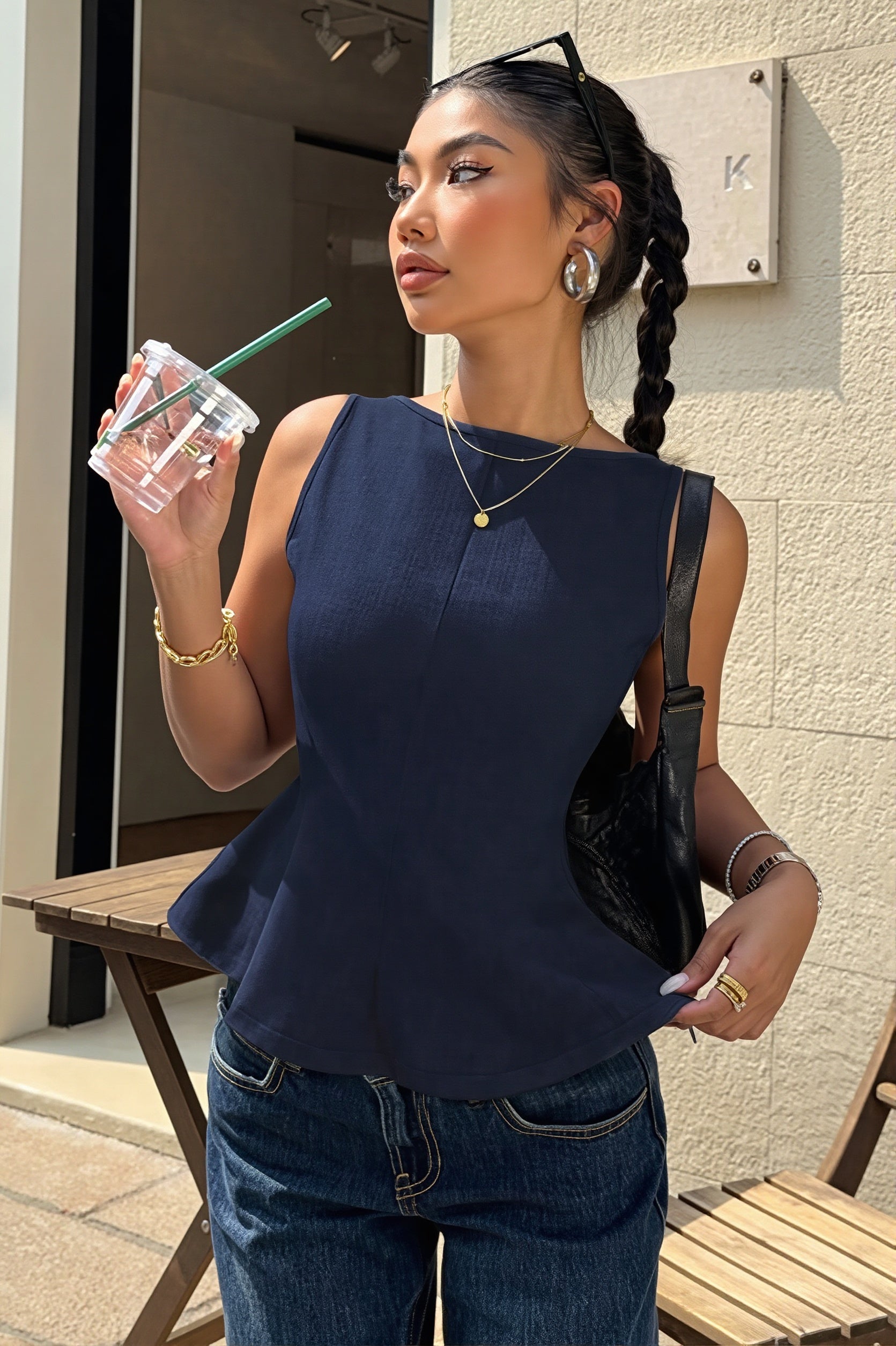 Backless Bow Tie Ruffle Hem Tank Top