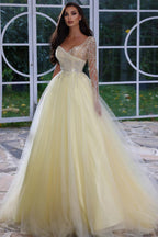 Elegant A-line Long Sleeves Evening Dress With Beads Sequins