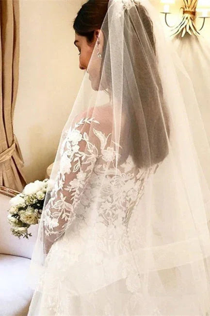 Elegante A-Linien-Brautkleider mit Ärmeln, Brautkleider mit Spitze