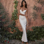Elegant Fishbone Slim Sheath Fishtail Maxi Dress