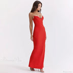 Elegant Fishbone Slim Sheath Fishtail Maxi Dress