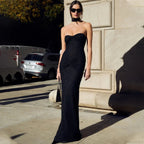 Elegant Off-Shoulder Glitter Fishtail Maxi Dress