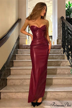 Elegant Tube Off Shoulder Tight Cinched Waist Maxi Dress