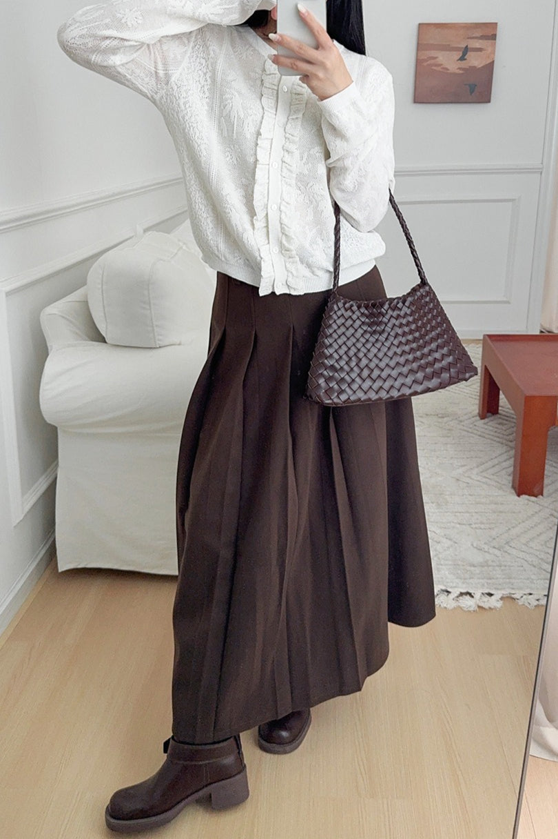 Soft-Style Stand-Collar Frog-Button Lace Cutout Cardigan