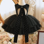 Babykleid für Mädchen, Kleinkindkleid für Kommunion, Partykleid, besticktes Geburtstagskleid, schwarzes Prinzessinnenkleid 