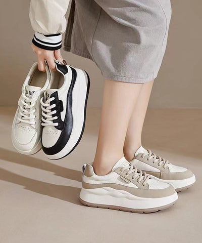 Zapatos casuales blancos con plataforma, cuña y tacón alto con cordones 