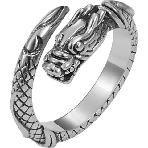 Sterling Silver Dragon Personalized Vintage Bully Ring
