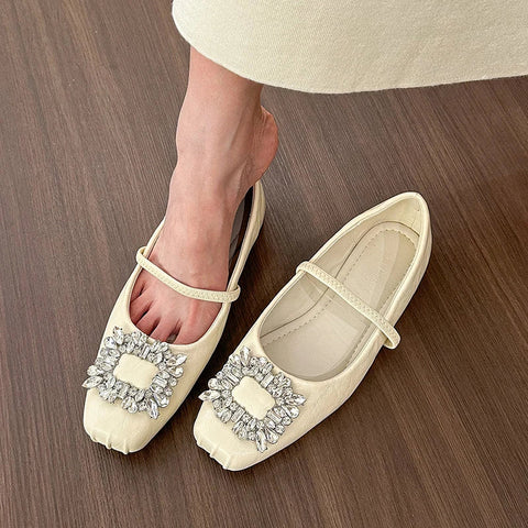 Designer Crystal Women Ballet Flats Fashion Ladies Casual Soft Sole Flats Spring Women's Comfort Elastic Band Ballerina Shoes