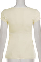 Lace Ruffle Pleated Button Blouse