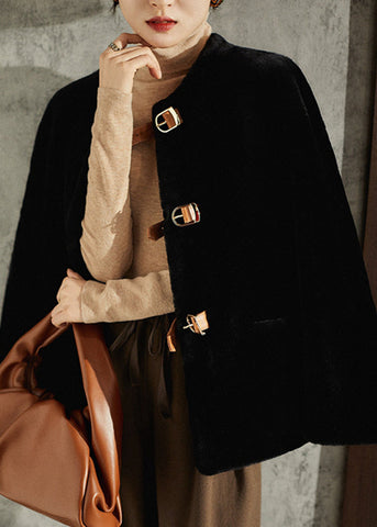 Elegante Beige O Neck Taschen Taste Patchwork Wolle Mäntel Winter 