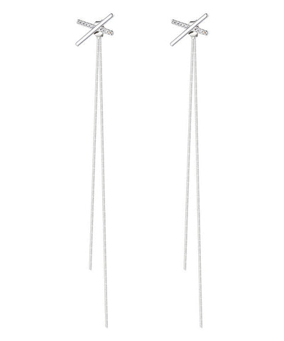 Skinny Silk Sterling Silverr Tassel Drop Earrings