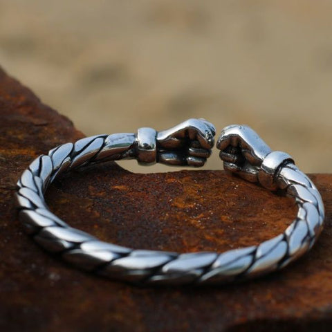 Sterling Silver Double Fist Power Bracelet