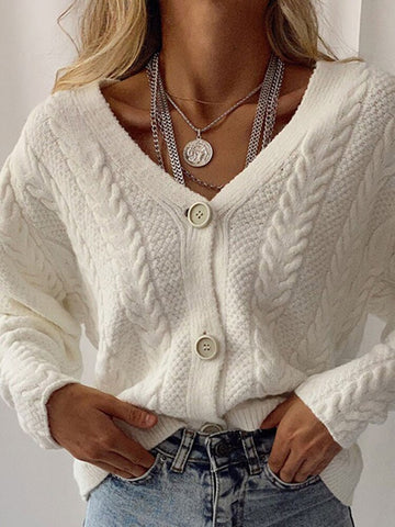 Tossy Autumn White Knitted Open Stitch Cardigan For Women Sweater Casual Streetwear Long Sleeve Top Oversized Knitwear Coat 2021