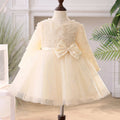 Elegantes Baby-Kommunionkleid, Kleinkind-Taufkleid mit Schleife 