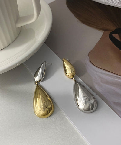 Pendientes cortos de gota de agua de aleación de cobre y oro 