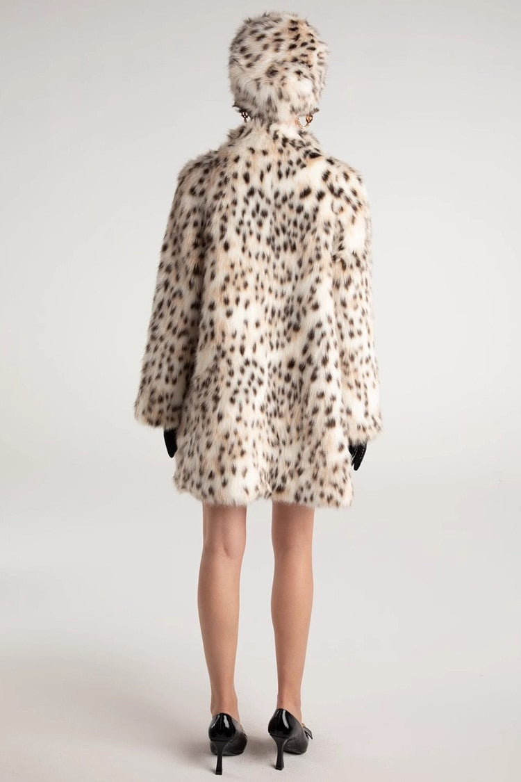 Leopard Print Faux Fur Trench Coat