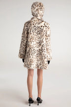 Leopard Print Faux Fur Trench Coat