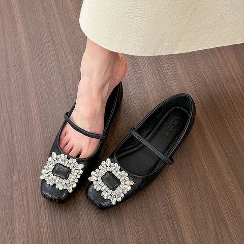 Designer Crystal Women Ballet Flats Fashion Ladies Casual Soft Sole Flats Spring Women's Comfort Elastic Band Ballerina Shoes