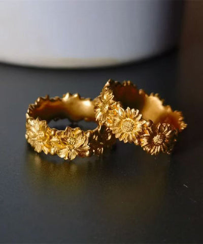 Anillos de rosa dorados en plata de ley con diseño original 