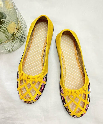 Frauen Grün Bequeme Spleißen Flache Schuhe Aushöhlen 