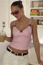 Sweet Polka Dot Bow Slim Cami Top