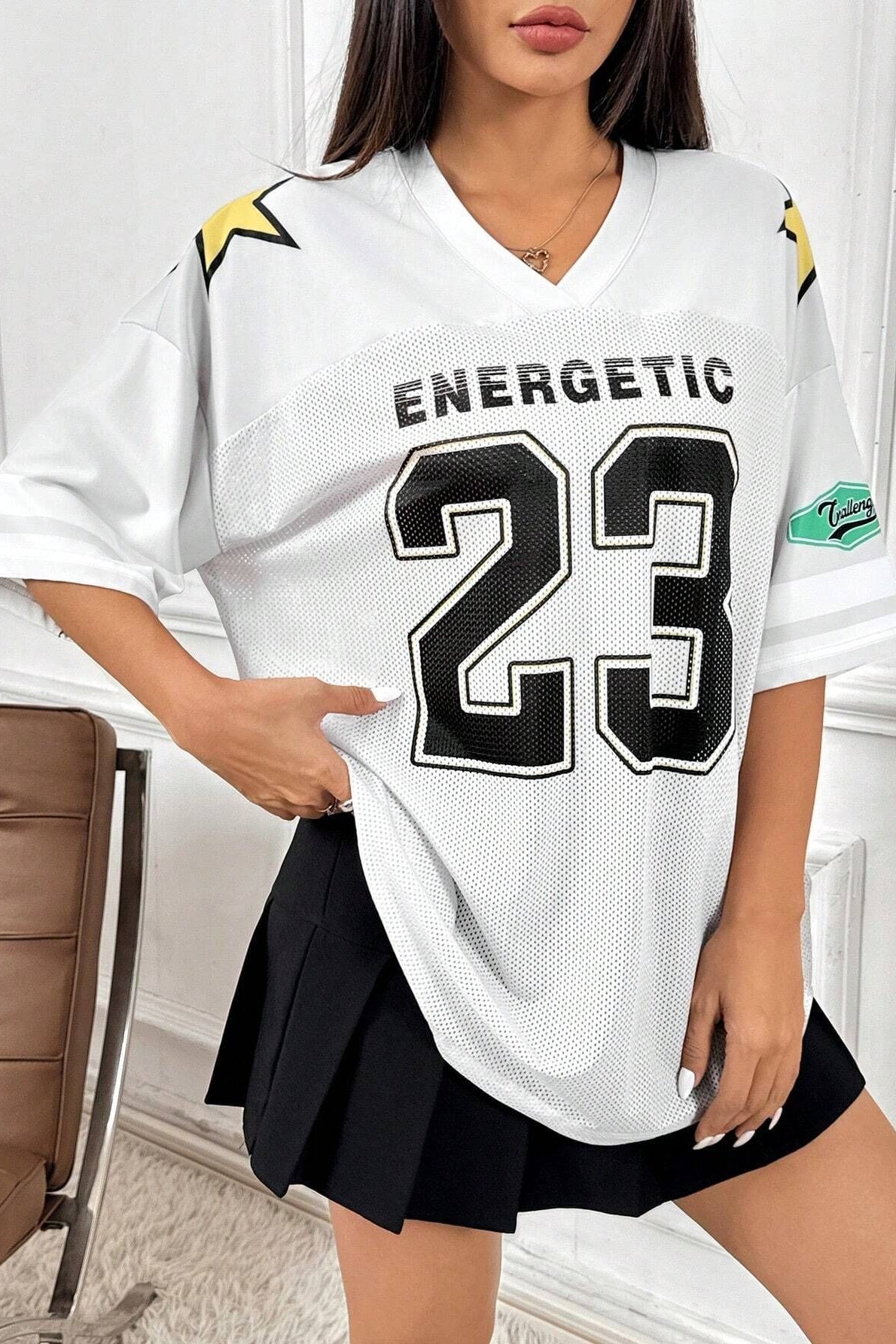 Fashion Loose Street Print Color Block Sporty T-shirt